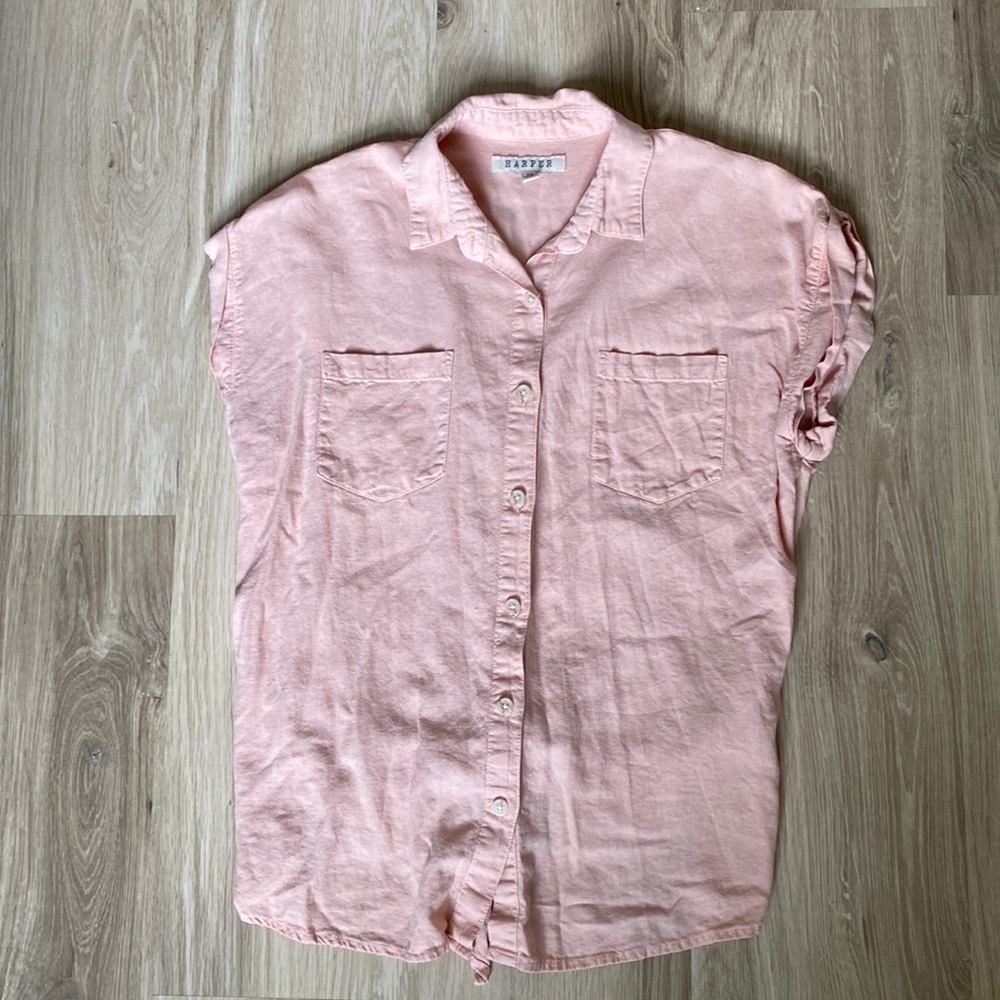 XS pink Harper tie-back button up shirt with pockets